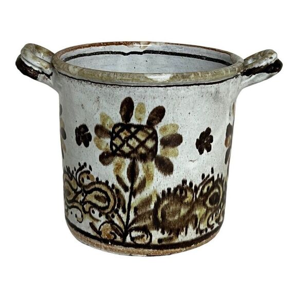Vintage PORCHES Algarve Portugal Pottery Planter Floral Paisley Design Canister - Picture 1 of 5